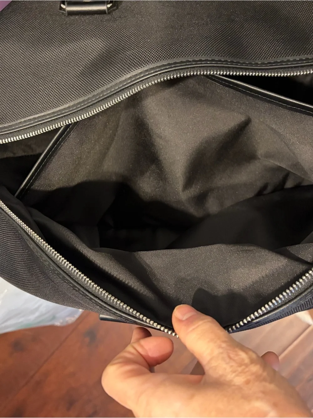 Bugatti Black Duffel Bag with Leather Trim